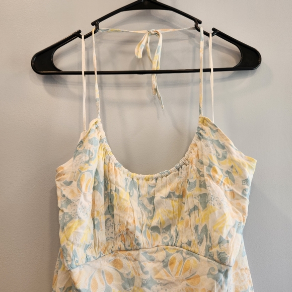 BP. Nordstrom NWT Teal Ivory Zel Floral Halter Slipdress - Picture 8 of 11